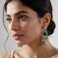 Oxidised Silver Stone Jhumka Drop Earrings