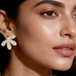 Ivory Floral Statement Stud Earrings
