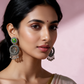 Oxidised Silver Peacock Motif Jhumka Earrings