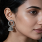 Oxidised Silver Floral Jhumka Drop Earrings