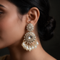 White Kundan Pearl Drop Statement Earrings
