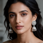 Silver Stone Jhumka Earrings