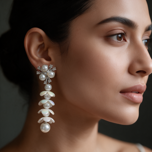 Pearl Floral Drop Earrings