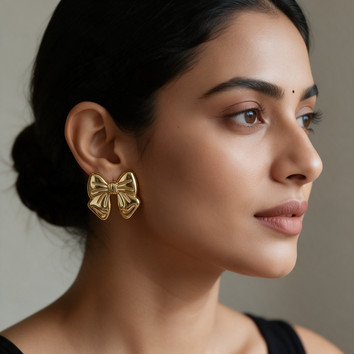 Gold Bow Statement Earrings