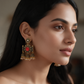 Oxidised Gold Floral Jhumka Earrings