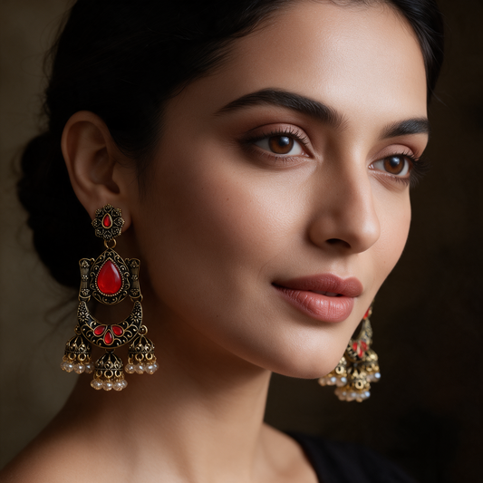 Antique Gold  Jhumka Drop Earrings