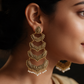 Antique Gold Layered Pearl Drop Earrings