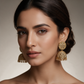 Golden Kundan Jhumka Earrings