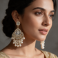 Pearl Kundan Drop Statement Earrings