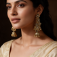 Antique Gold Floral Jhumka Earrings