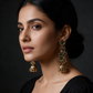 Antique Gold Floral Jhumka Earrings