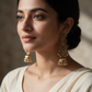 Antique Gold Floral Jhumka Earrings