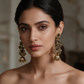 Antique Gold Floral Jhumka Earrings
