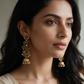 Antique Gold Floral Jhumka Earrings
