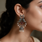 Silver Peacock Jhumka Earrings