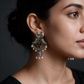 Silver Peacock Jhumka Earrings