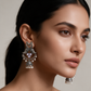 Silver Peacock Jhumka Earrings