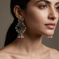 Silver Peacock Jhumka Earrings