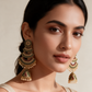 Gold Plated Multicolor Kundan Jhumka Earrings with Pearl Drops