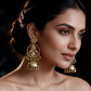 Antique Gold Floral Hoop Jhumka Earrings
