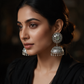 Oxidised Silver Mirror Jhumka Earrings