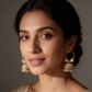 Gold Pearl Hoop Jhumka Earrings