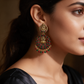 Antique Gold Lakshmi Multicolor Chandbali Earrings