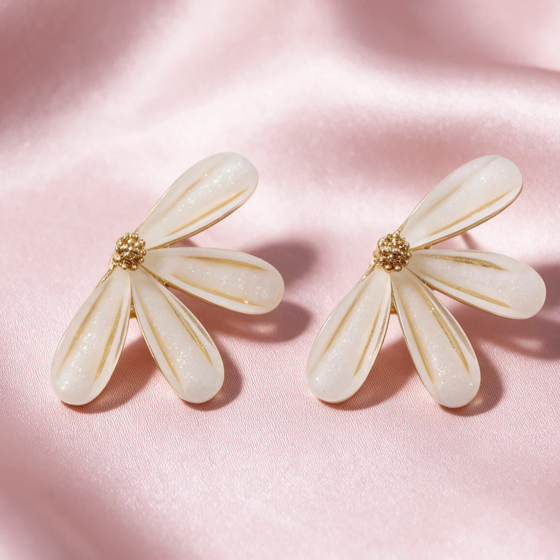 Ivory Floral Statement Stud Earrings