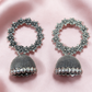 Oxidised Silver Floral Jhumka Drop Earrings