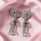 Oxidised Silver Peacock Chain Tassel Earrings