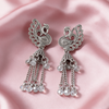 Oxidised Silver Peacock Chain Tassel Earrings