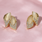 Gold Crystal Leaf Stud Earrings