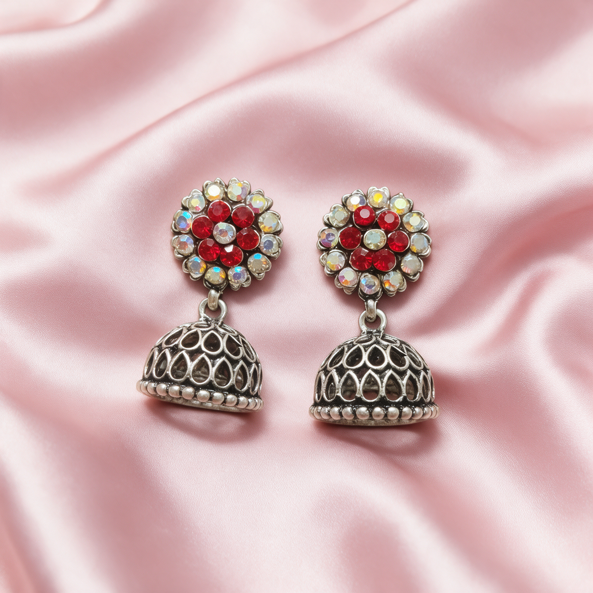 Multicolour Oxidised Jhumka Earrings