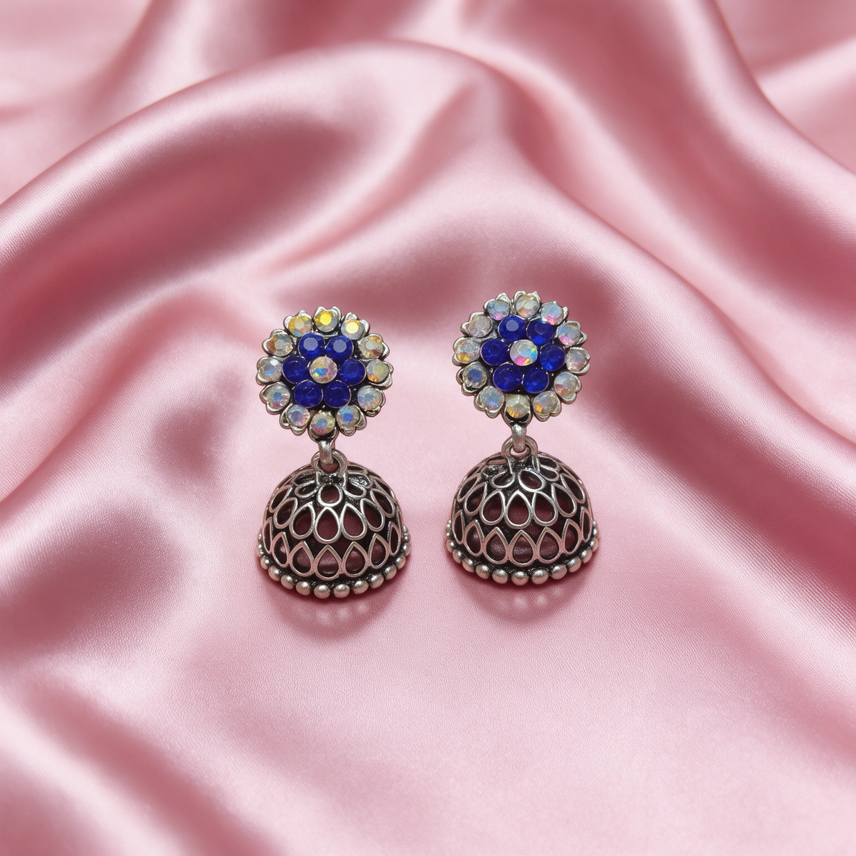 Multicolour Oxidised Jhumka Earrings