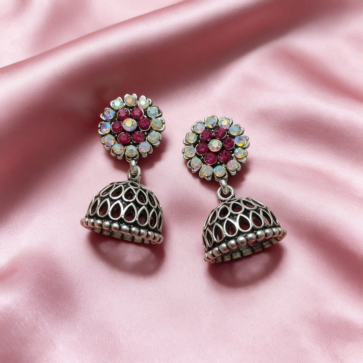 Multicolour Oxidised Jhumka Earrings