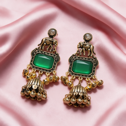 Multicolour Elephant Jhumka Earrings