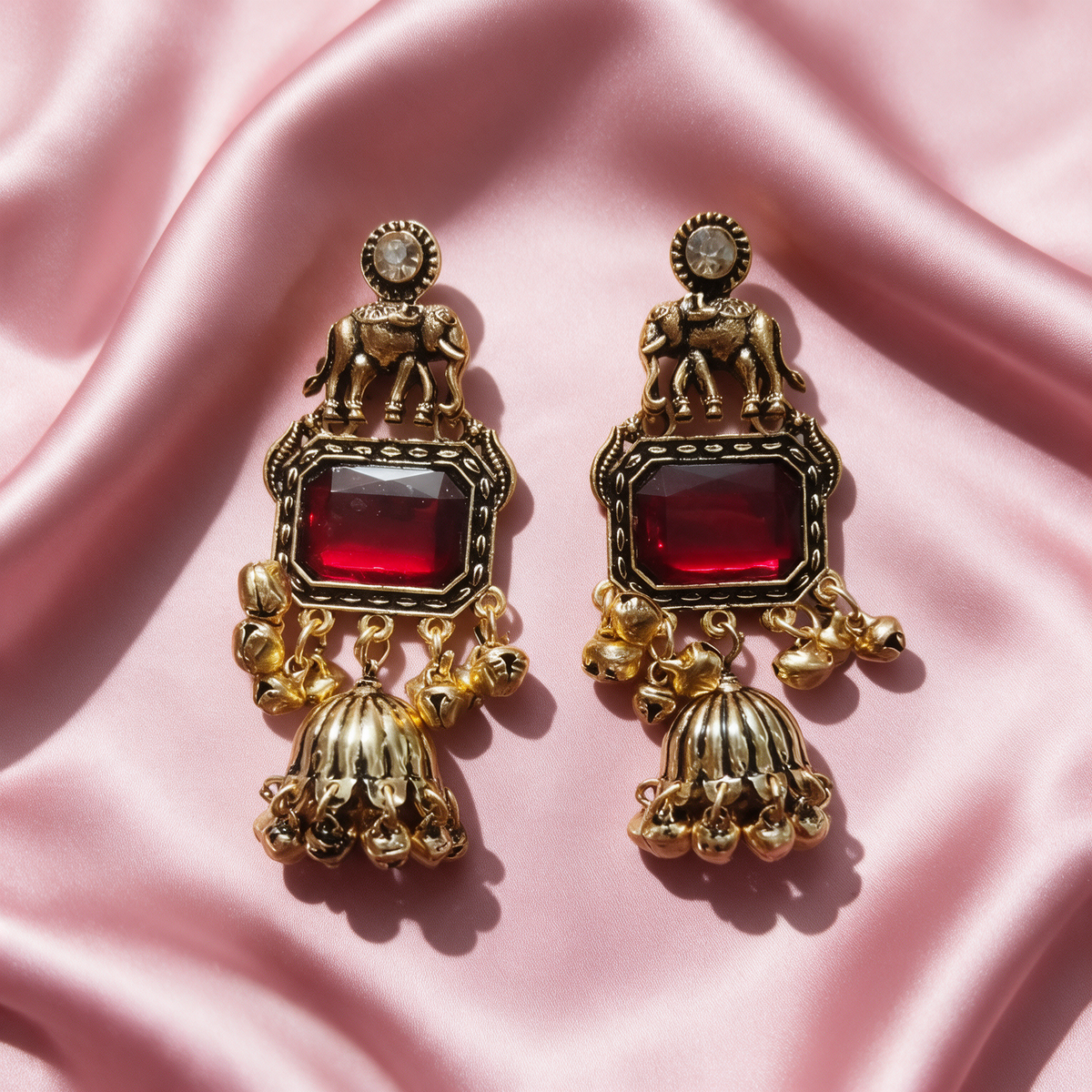 Multicolour Elephant Jhumka Earrings