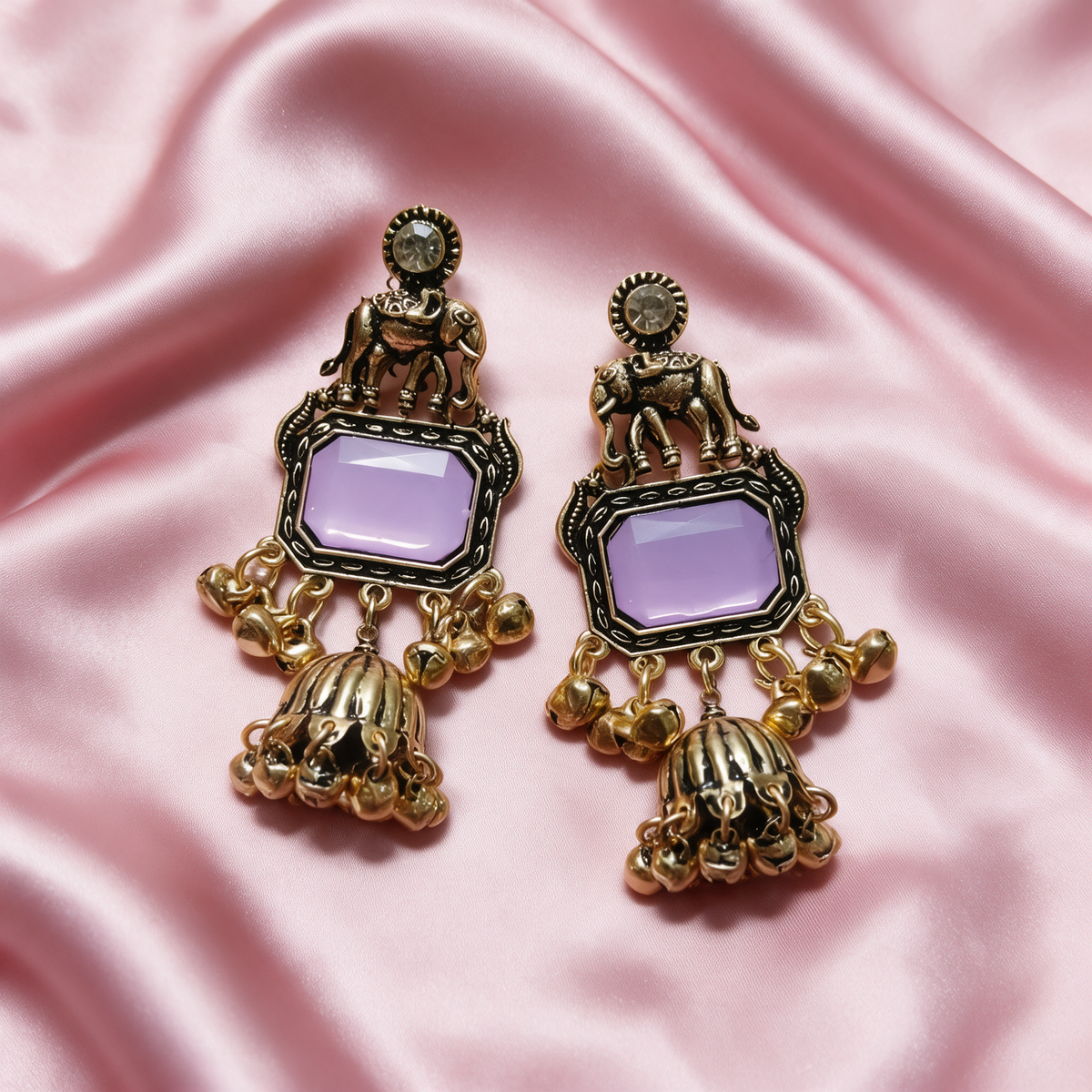Multicolour Elephant Jhumka Earrings