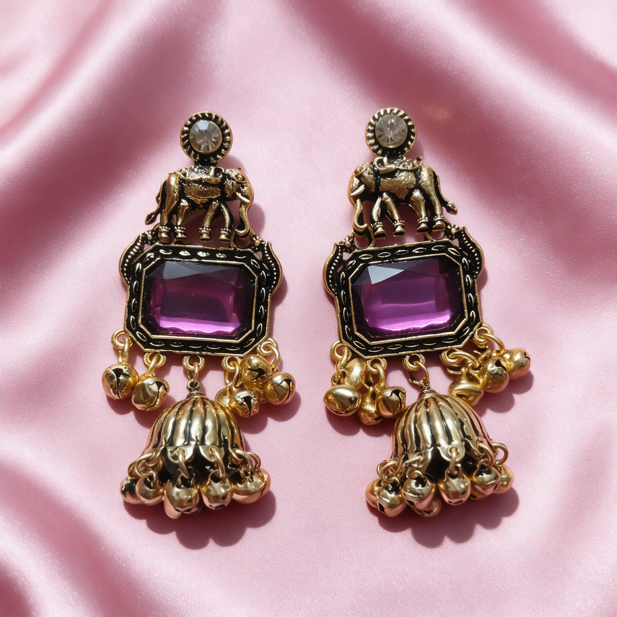 Multicolour Elephant Jhumka Earrings