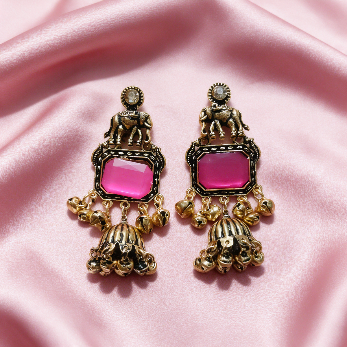 Multicolour Elephant Jhumka Earrings