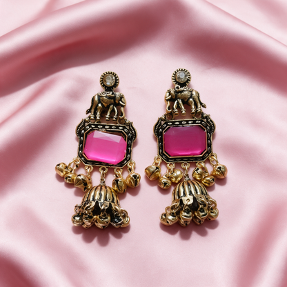 Multicolour Elephant Jhumka Earrings