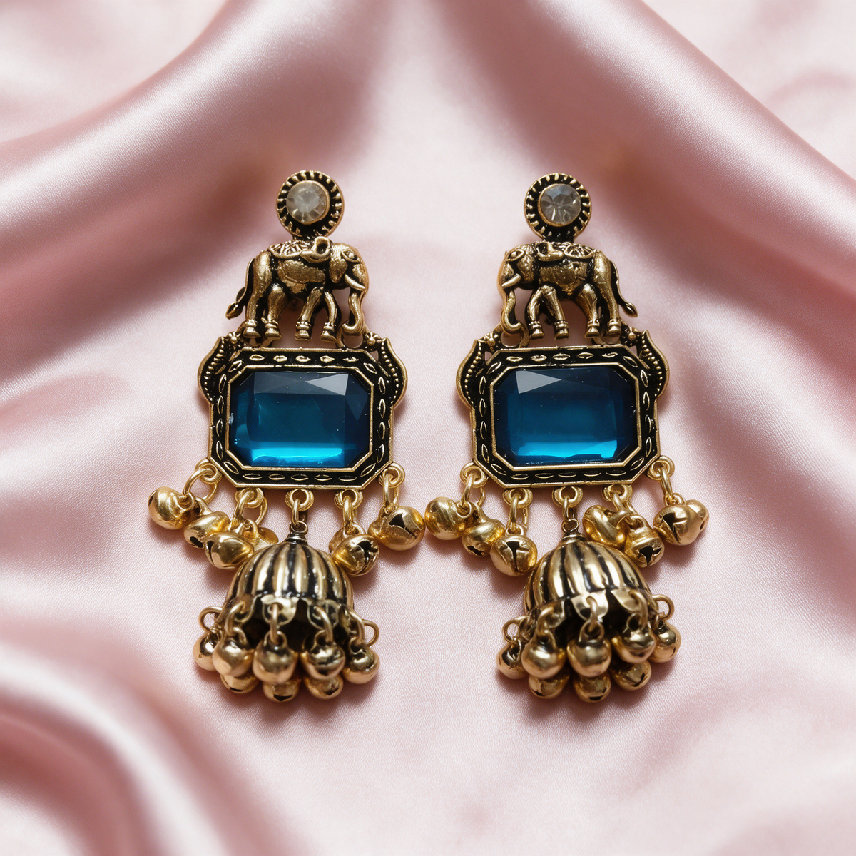 Multicolour Elephant Jhumka Earrings