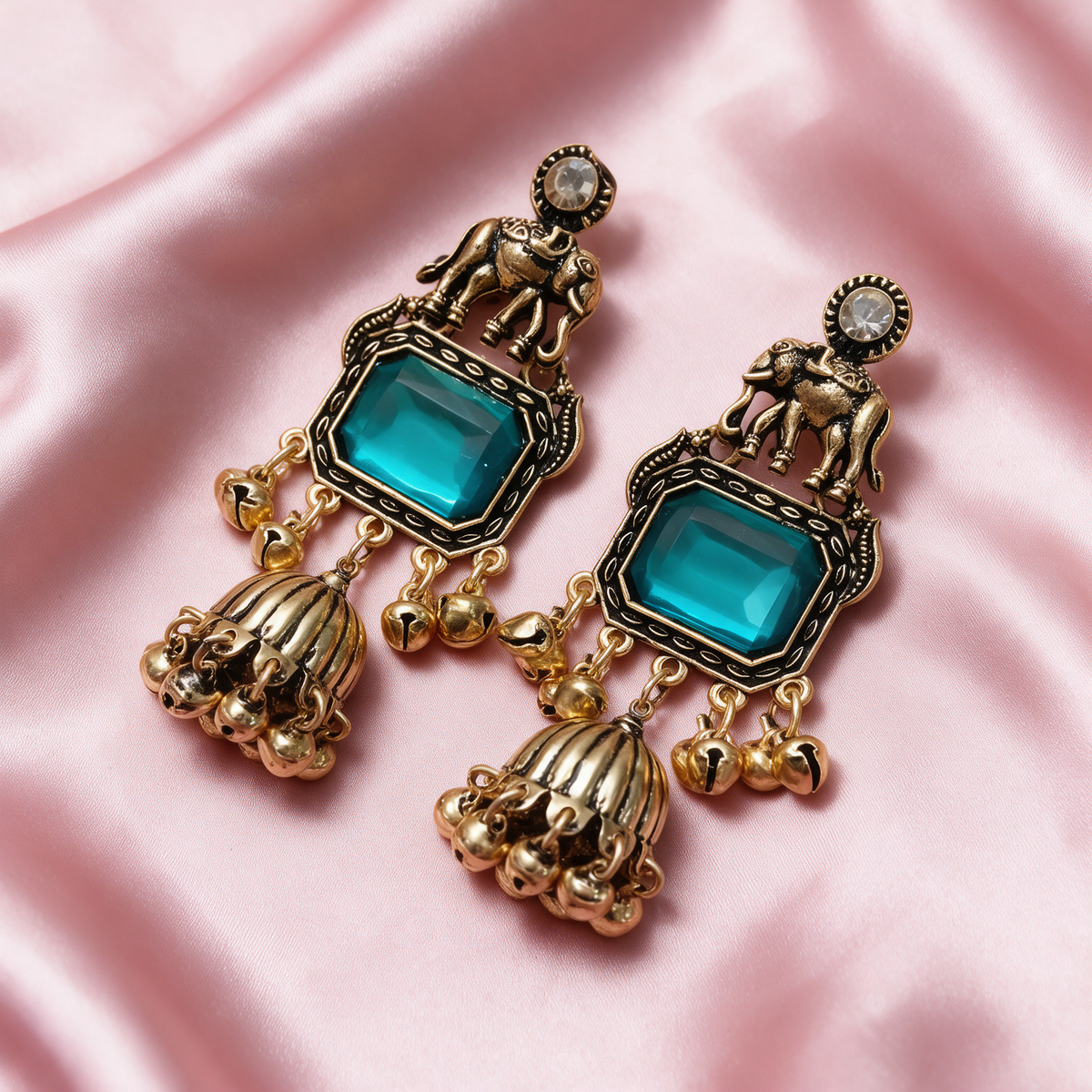 Multicolour Elephant Jhumka Earrings