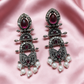Oxidised Silver Pearl Drop Earrings