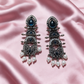 Oxidised Silver Pearl Drop Earrings