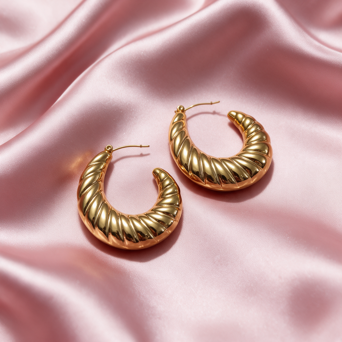 Gold Twisted Hoop Earrings