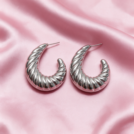 Silver Twisted Hoop Earrings