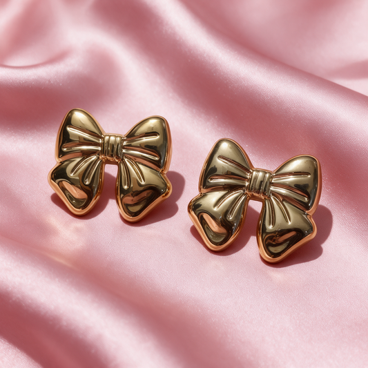 Gold Bow Statement Earrings