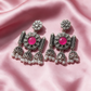 Oxidised Silver Floral Jhumka Earrings