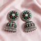 Oxidised Silver Multicolour Floral Jhumka Earrings